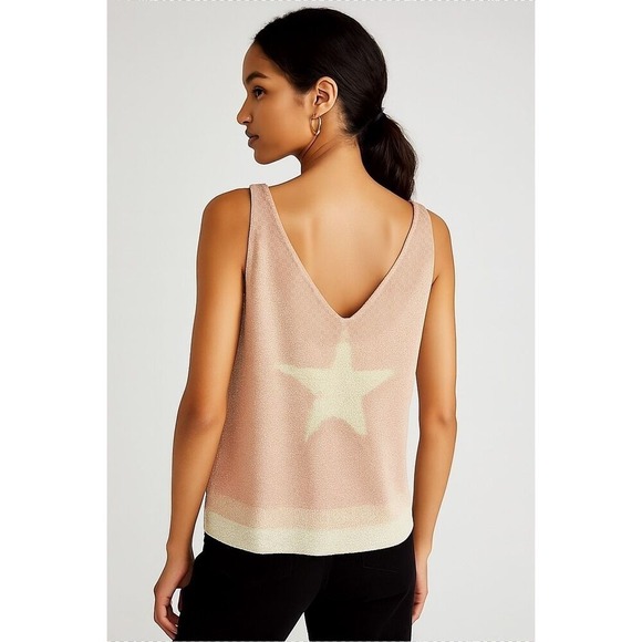 VENTI6 Shimmer Star Tank Top – Pink & Cream – Size Medium – Italy - Picture 10 of 11